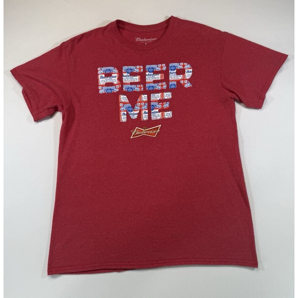 Budweiser Beer Me Graphic T Shirt Mens Medium Red Beer Logo Tee